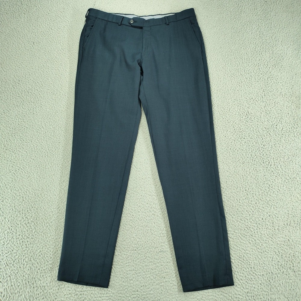 Ballin Pants Mens 35x32 Blue Super 110s Wool Dress Trousers Comfort-EZE Canada
